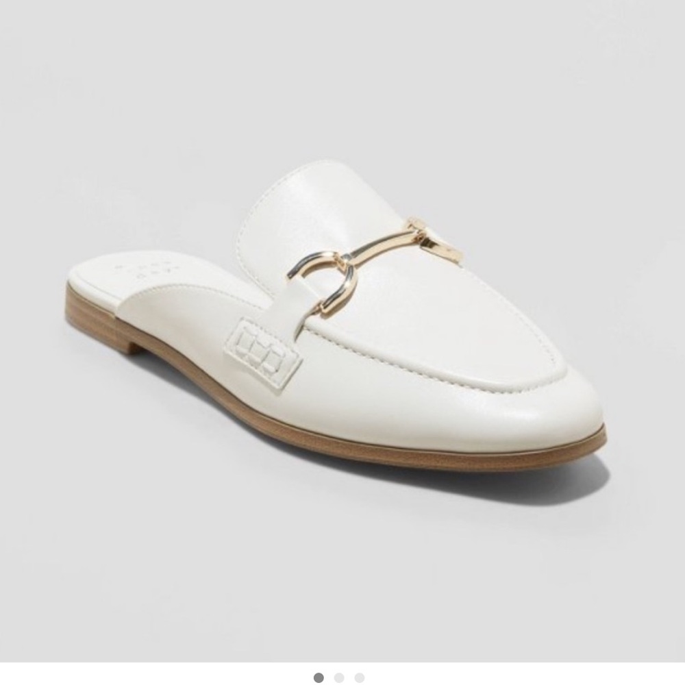 A New Day Women's Cream Mules with silver Accent size 10
